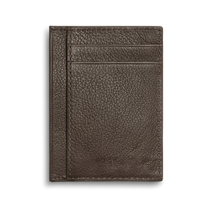 Pebbled Semi-Aniline Leather Slim ID Window Card Holder Wallet