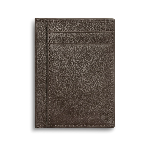 Pebbled Semi-Aniline Leather Slim ID Window Card Holder Wallet