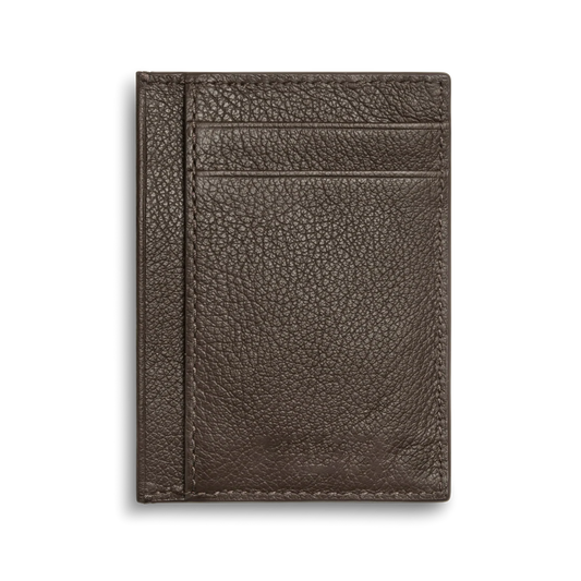 Pebbled Semi-Aniline Leather Slim ID Window Card Holder Wallet