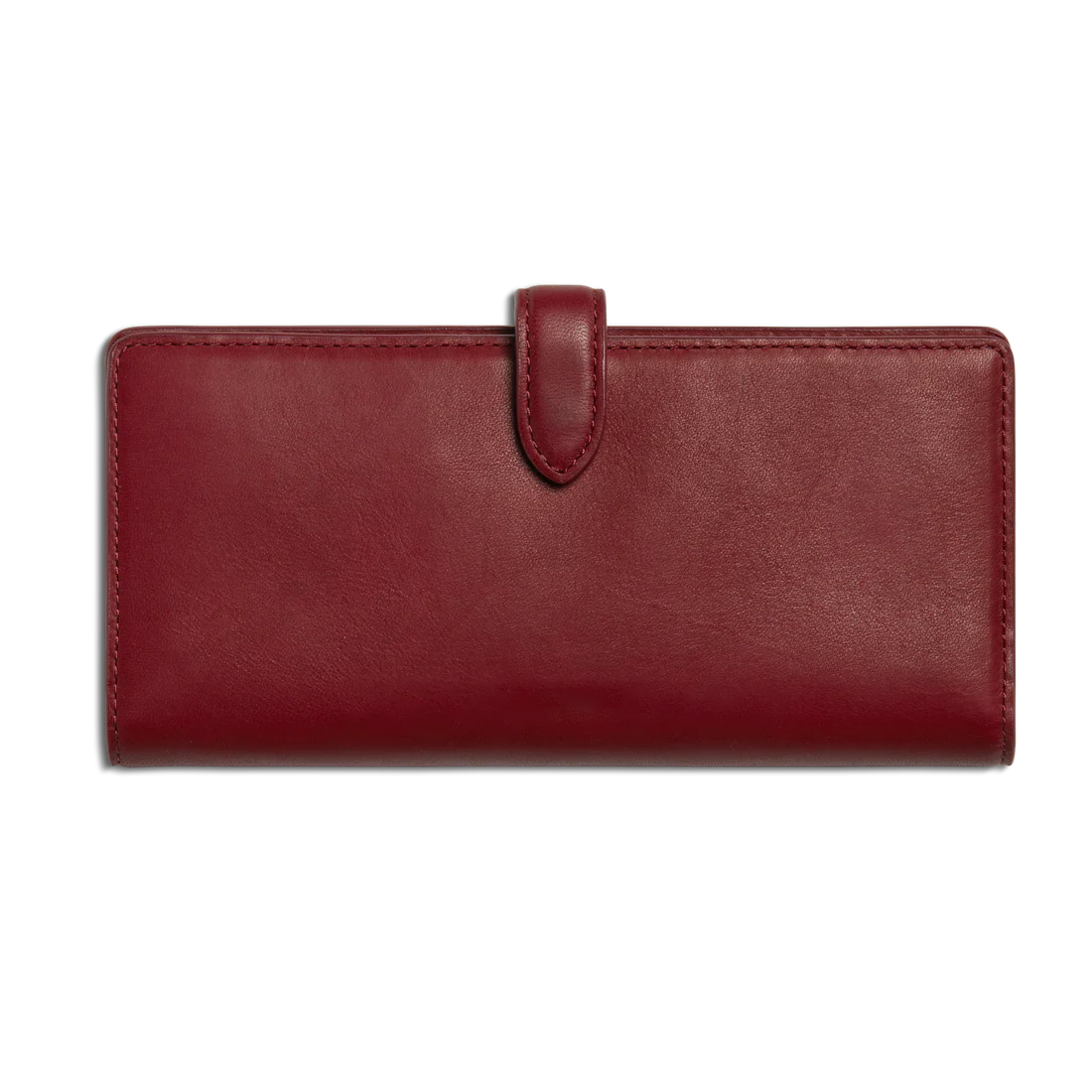Smooth Natural Leather Long Tab Snap Wallet