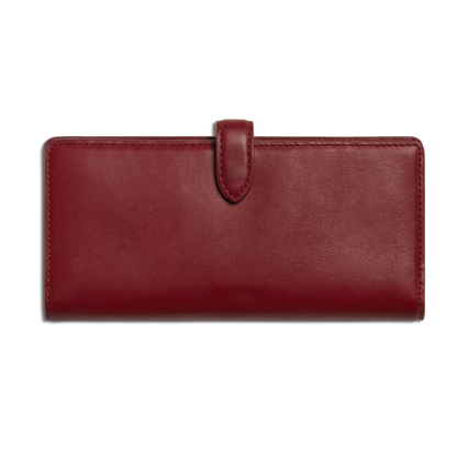 Smooth Natural Leather Long Tab Snap Wallet