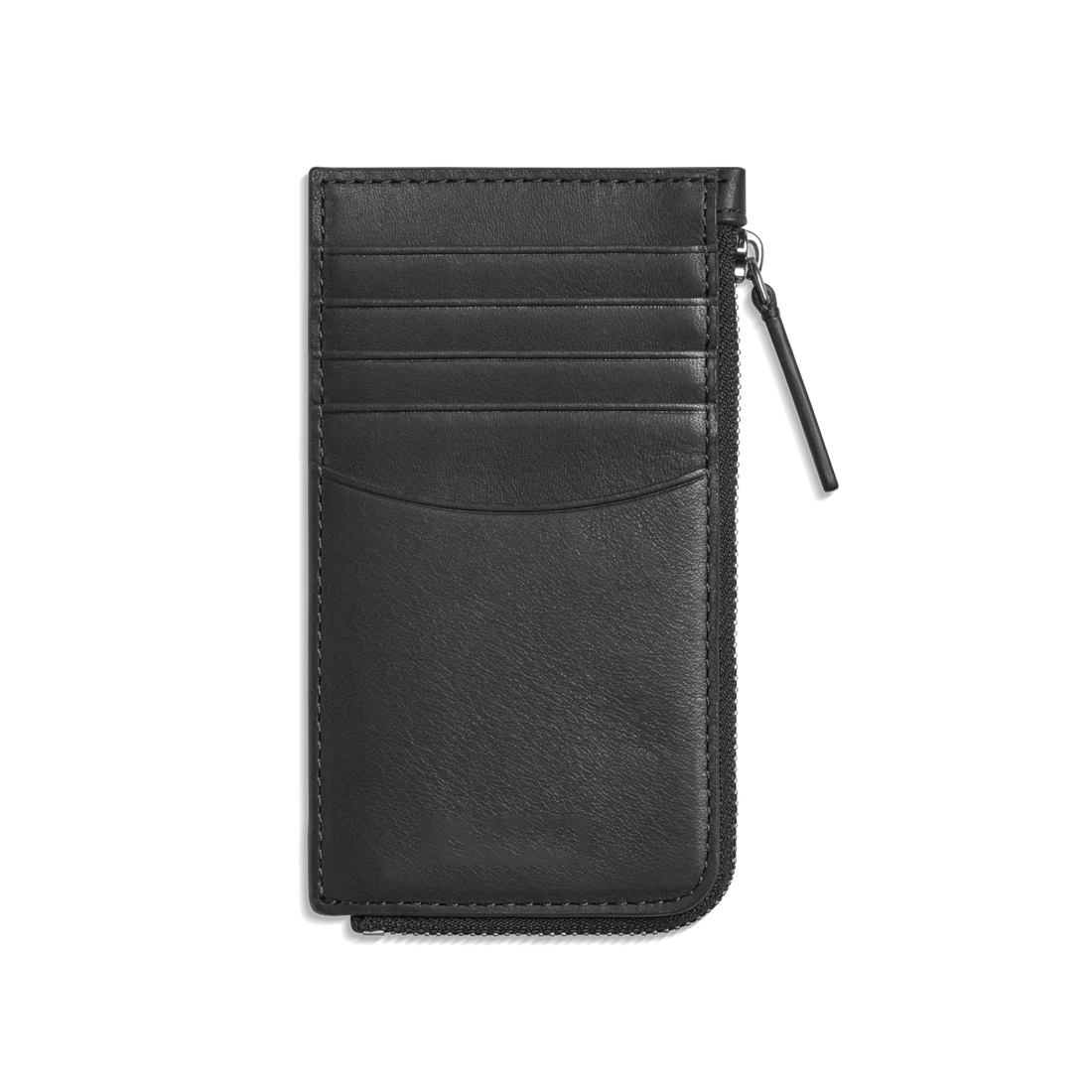 Smooth Natural Leather Zip Around Slim Card Case Wallet