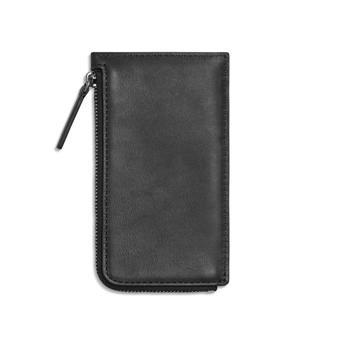 Smooth Natural Leather Zip Around Slim Card Case Wallet