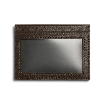 Pebbled Semi-Aniline Leather Slim ID Window Card Holder Wallet
