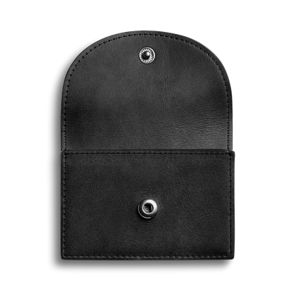 Natural Leather Curved Flap Accordion Snap Card Holder Wallet