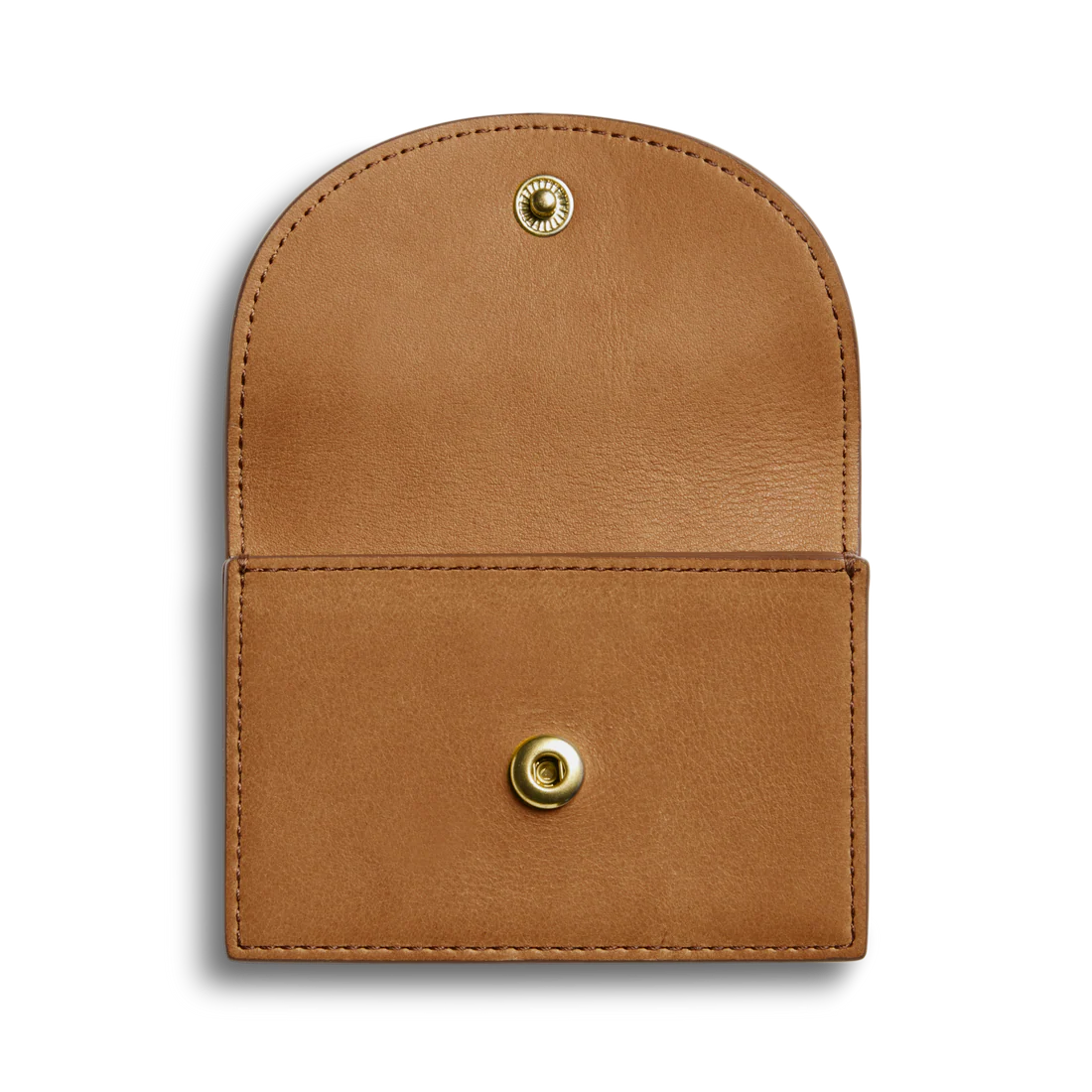 Natural Leather Curved Flap Accordion Snap Card Holder Wallet