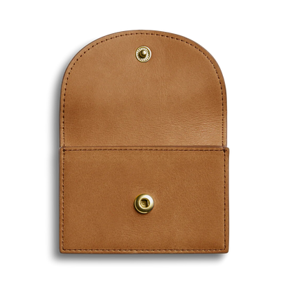 Natural Leather Curved Flap Accordion Snap Card Holder Wallet