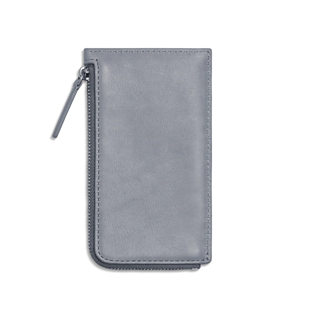 Smooth Natural Leather Zip Around Slim Card Case Wallet