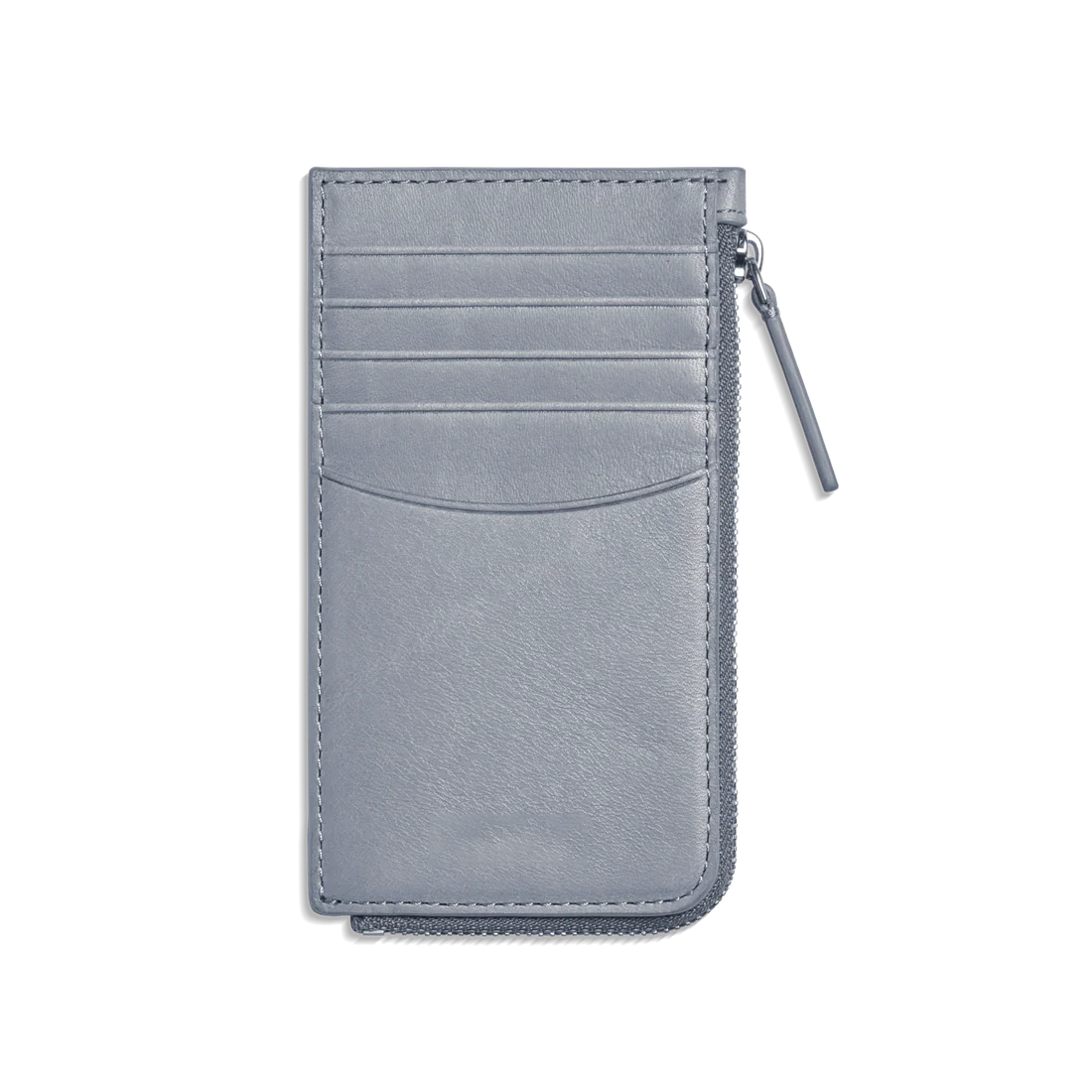 Smooth Natural Leather Zip Around Slim Card Case Wallet