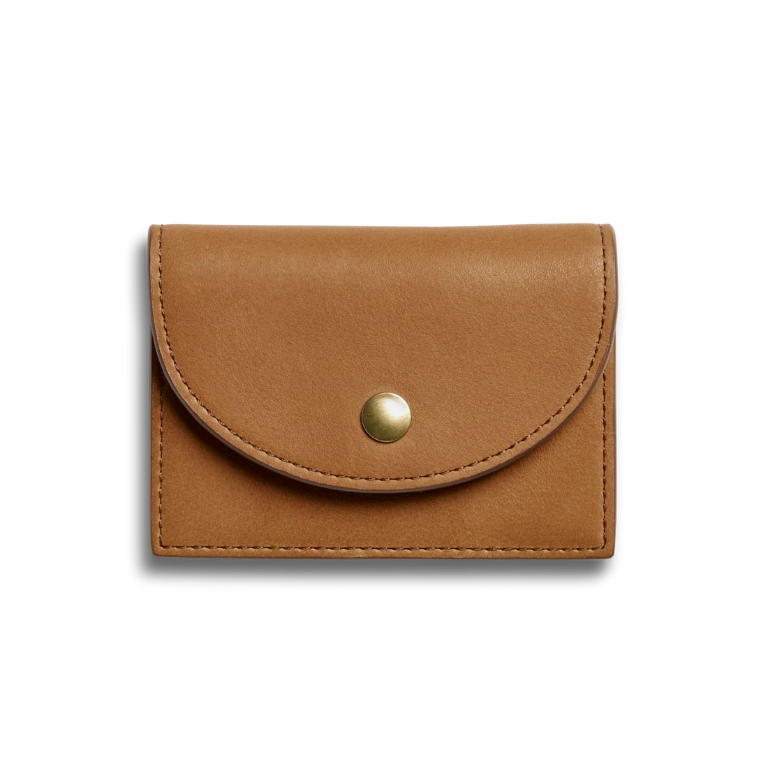 Natural Leather Curved Flap Accordion Snap Card Holder Wallet
