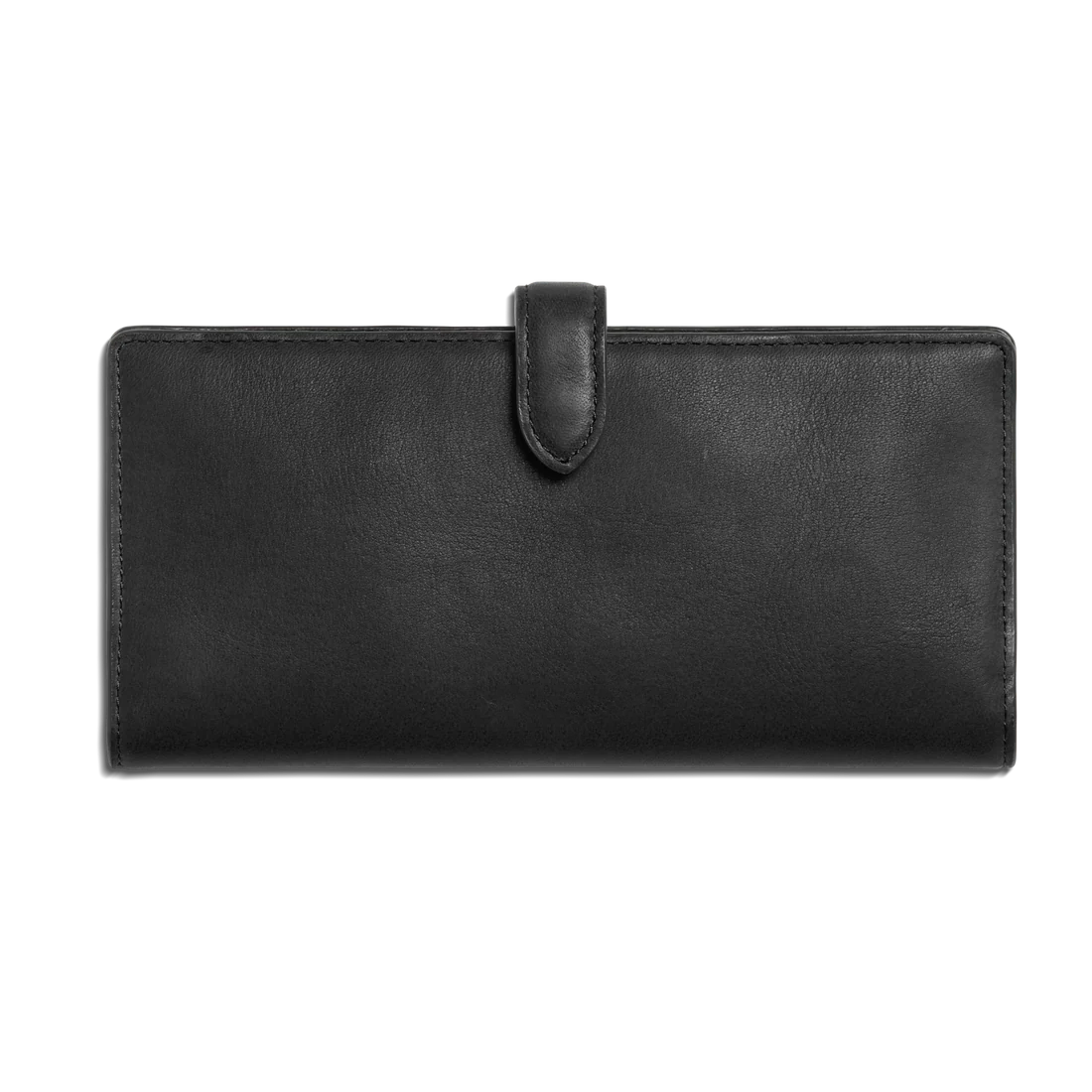 Smooth Natural Leather Long Tab Snap Wallet