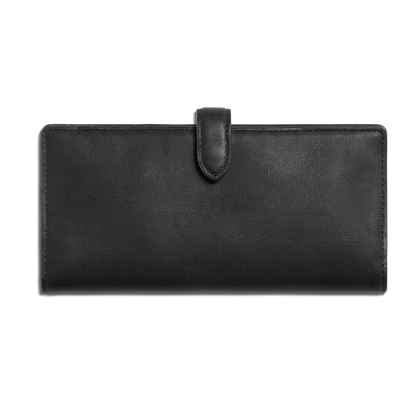 Smooth Natural Leather Long Tab Snap Wallet