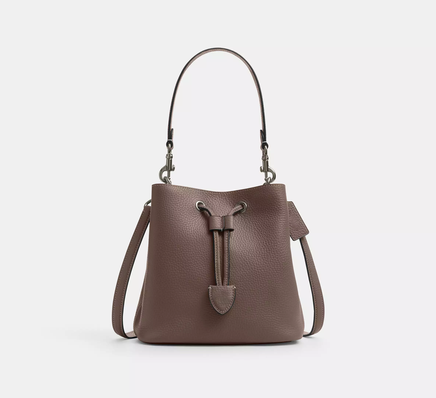 Dual Material Pebble Leather Drawstring Mini Bucket Bag With Dual Detachable Straps