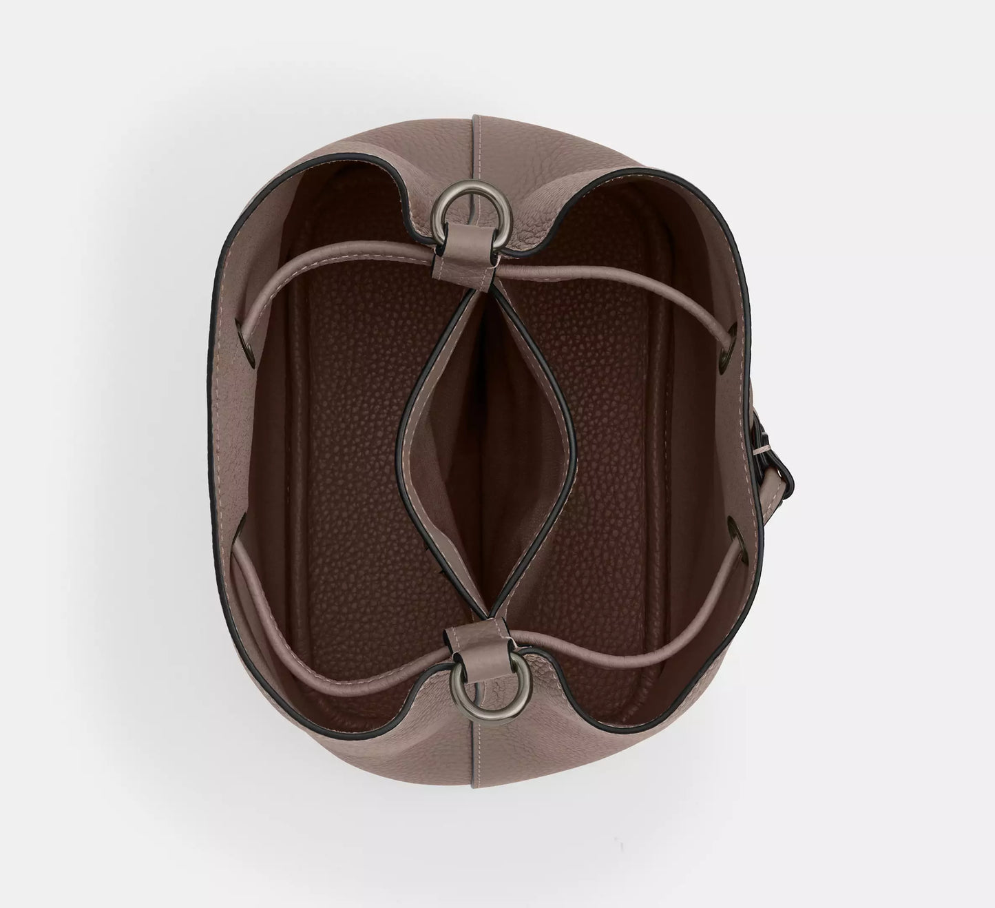 Dual Material Pebble Leather Drawstring Mini Bucket Bag With Dual Detachable Straps