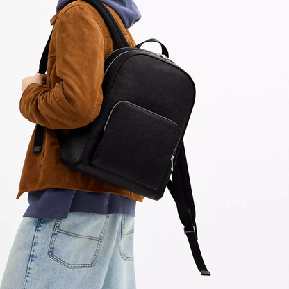 Crossgrain Leather Dual Zip Laptop Travel Backpack