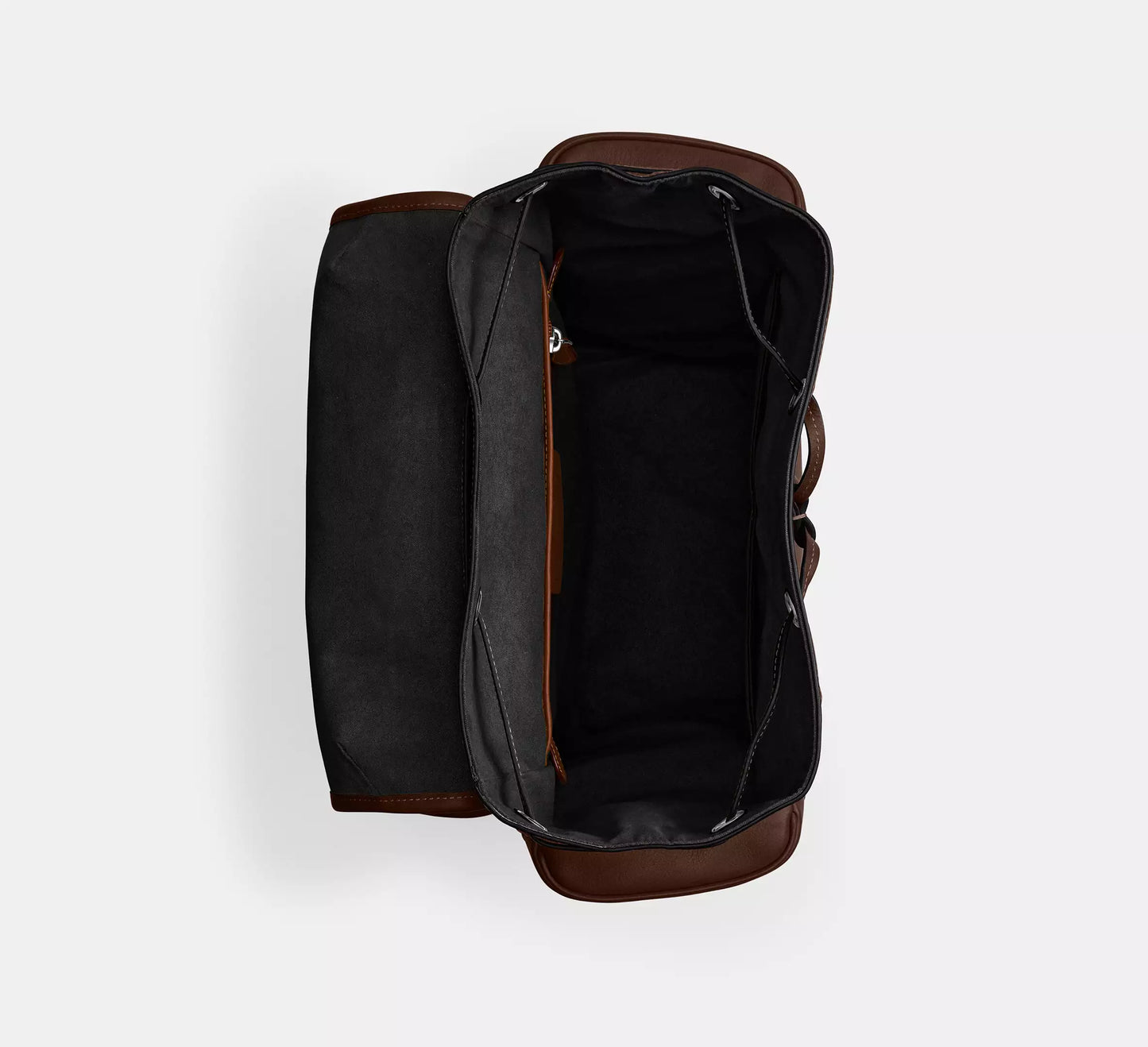 Natural Grain Leather Drawstring Flap Hitch Backpack