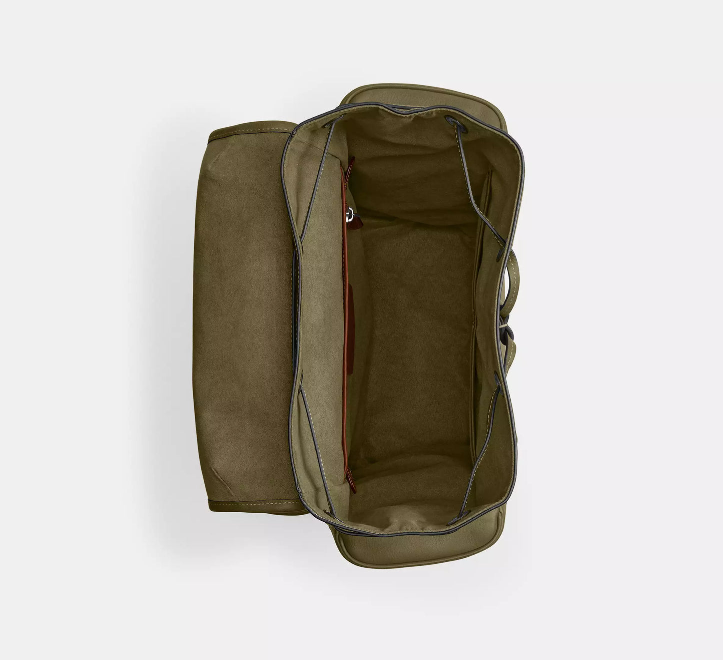 Natural Grain Leather Drawstring Flap Hitch Backpack
