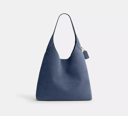 Suede & Grain Leather Oversized Slouchy Bucket Shoulder Bag