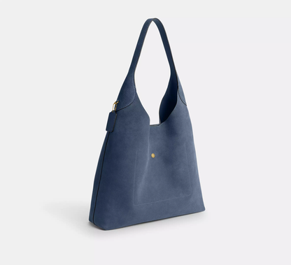 Suede & Grain Leather Oversized Slouchy Bucket Shoulder Bag
