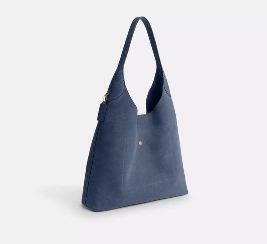 Suede & Grain Leather Oversized Slouchy Bucket Shoulder Bag