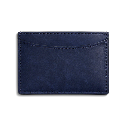 Natural Grain Leather Minimalist 3 Pocket Card Case Wallet