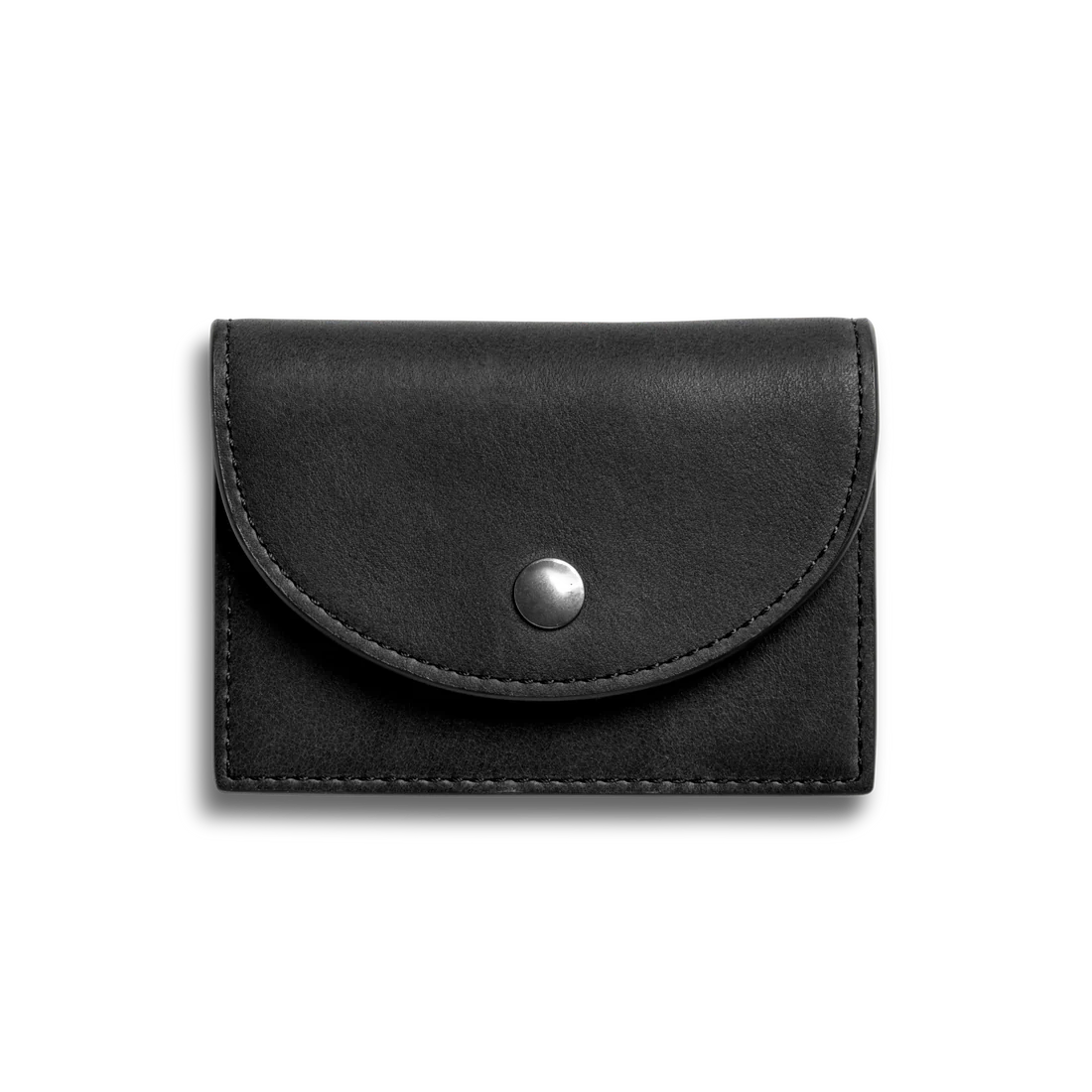Natural Leather Curved Flap Accordion Snap Card Holder Wallet
