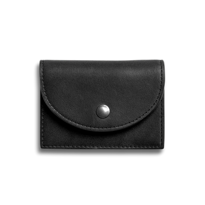 Natural Leather Curved Flap Accordion Snap Card Holder Wallet